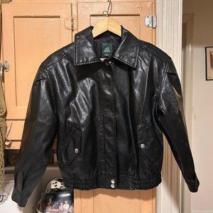 Wild Fable Black Faux Leather Bomber Jacket XS